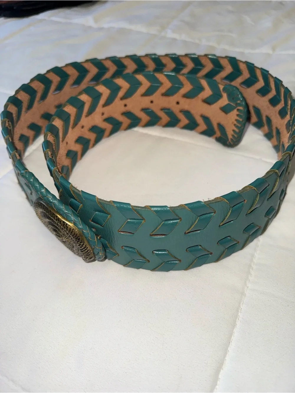 Wide 3” Braided Leather statement Western Belt with Ornate brass snake Buckle XL